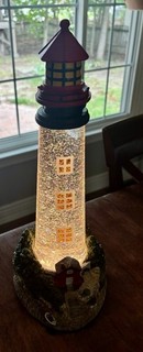 LIGHTHOUSE GLITTER GLOBE Cracker Barrel Exclusive Large Acrylic Resin W/BOX