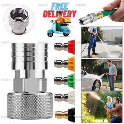Garden Hose to Pressure Washer Adapter, 3/4'' GHT to 1/4'' Quick Connect Stainl