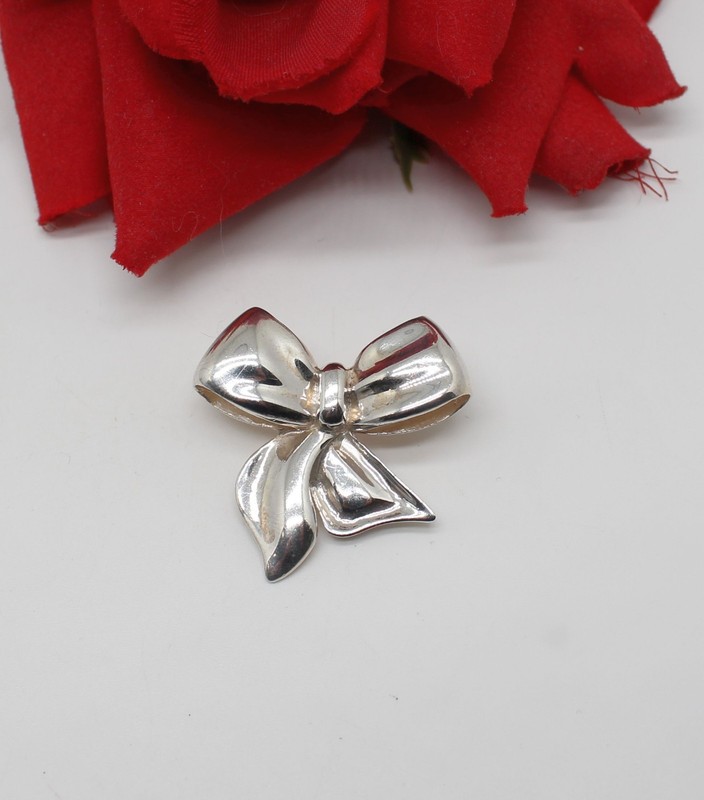 Sterling Silver 12.34g Beautiful Bow Pin Brooch CAT RESCUE