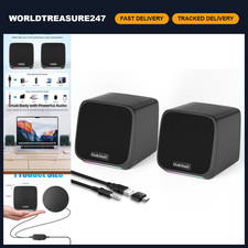 USB Powered Desktop Speakers for PC, Compact 3.5mm Aux Small Computer Sound Syst