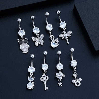 Fashion Zircon Butterfly Pendant Belly Button Ring Sexy Delicate Navel Ring Gift