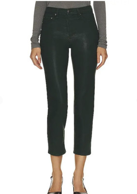 Pistola Monroe High Rise Cigarette Crop Jeans Metallic Dk Green sz 25 0 2 NWOT