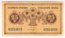 1918 Finland 25 Pennia 02054659 Paper Money Banknotes Currency
