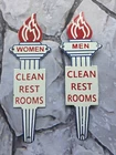 2-VINTAGE STANDARD PORCELAIN SIGNS BATHROOM KEY FOB MENS LADIES BATHROOM 12"X4"