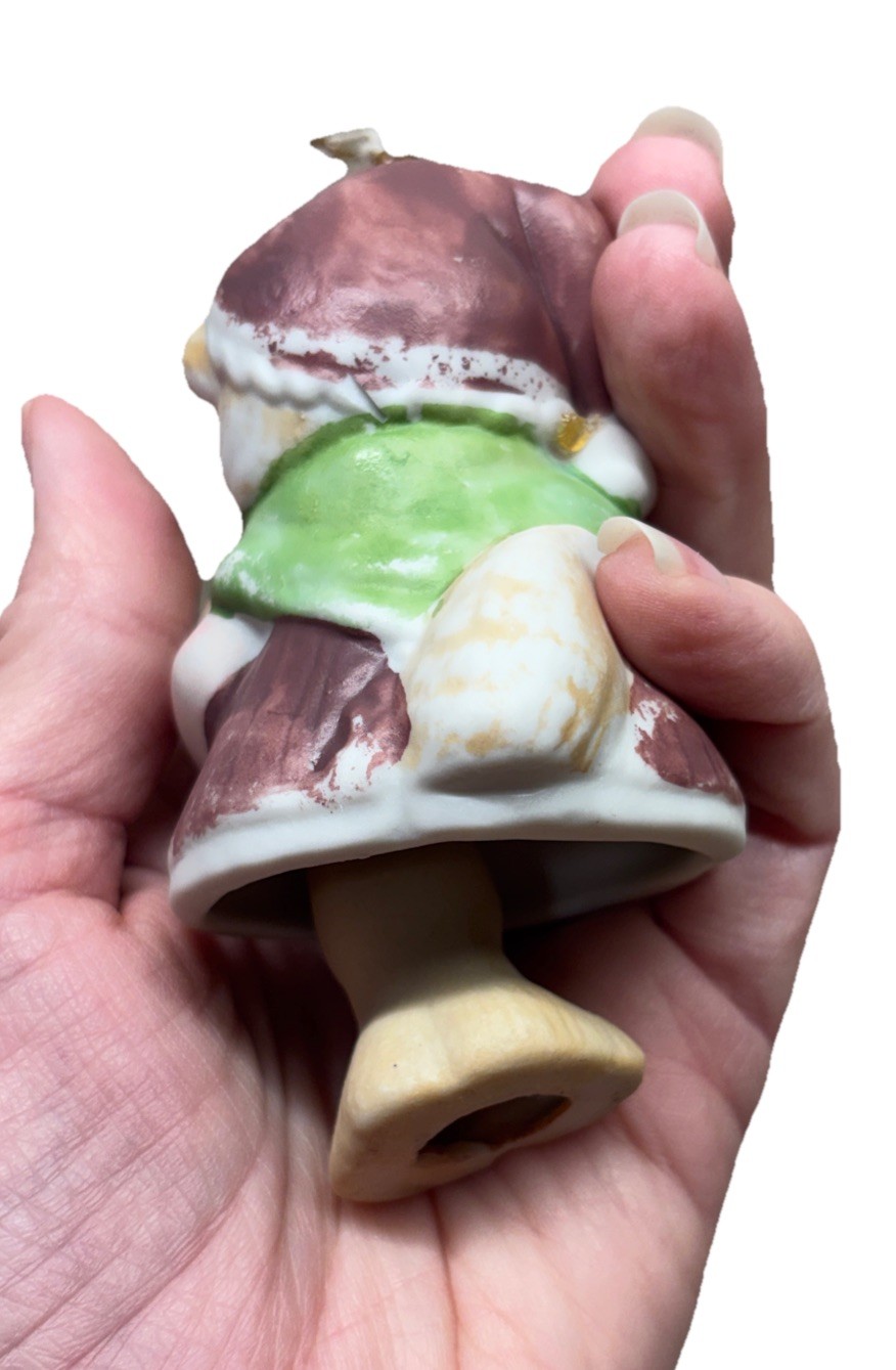 Vintage Jasco Caring Critter Bell Cat Christmas Ornament 1980s Bisque Porcelain