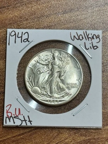 1942 P WALKING LIBERTY HALF DOLLAR STUNNING BU UNCIRCULATED MS++ COIN (Raw14499)