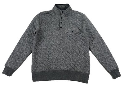 Faherty Epic Quilted Fleece Pullover Snap Button Gray Men s Small
