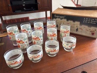 Sango Christmas Silent Night 12 Piece Beverage Set 4 16oz, 4 13oz, & 4 11oz.