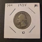1935-D Washington Silver Quarter In About Good Condition