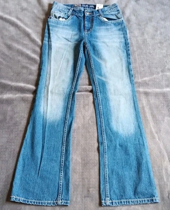 Cruel Girl Light Blue Fade Flare Jeans Girls 16S Denim Miss Pants Youth Kids  - Image 2 of 4