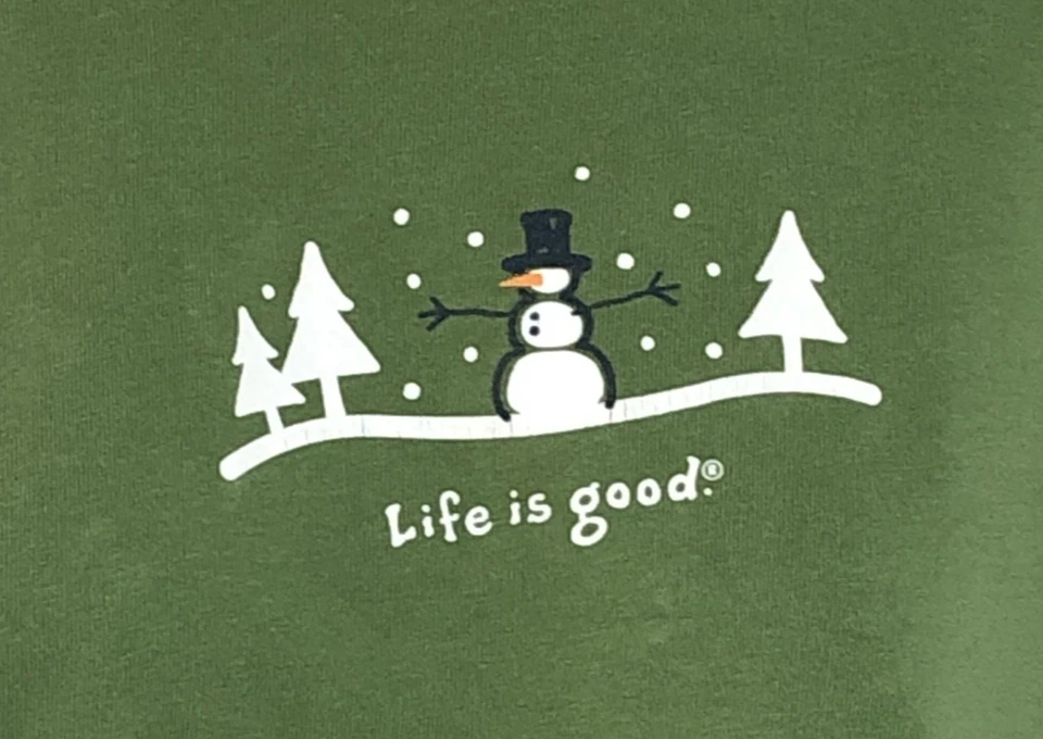 Camisa Life is Good Mujer Manga Larga Mediana Muñecos de Nieve Life Is Good Verde Neutro Foto 3 de 4