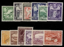 BRITISH GUIANA GVI SG308s-319s, 1938-52 complete set, M MINT. Cat £375. SPECIMEN