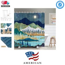 Mountain Shower Curtain, Forest Shower Curtain, Starry Night Shower Curtain H...