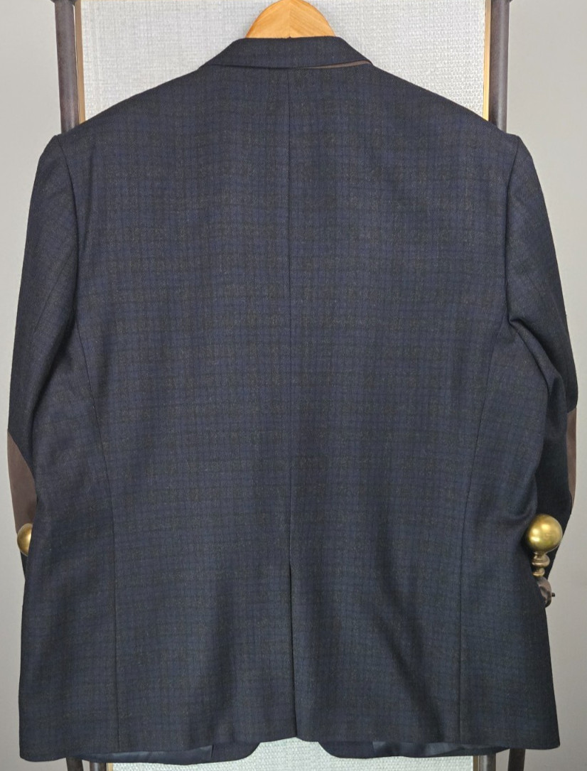 RALPH RALPH LAUREN Mens Size 52 Wool Blackwatch Plaid Elbow Patch Jacket Lined image 5