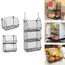 Hanging Closet Organizer Food Storage Mesh Bin for Laundry Room Closet Home