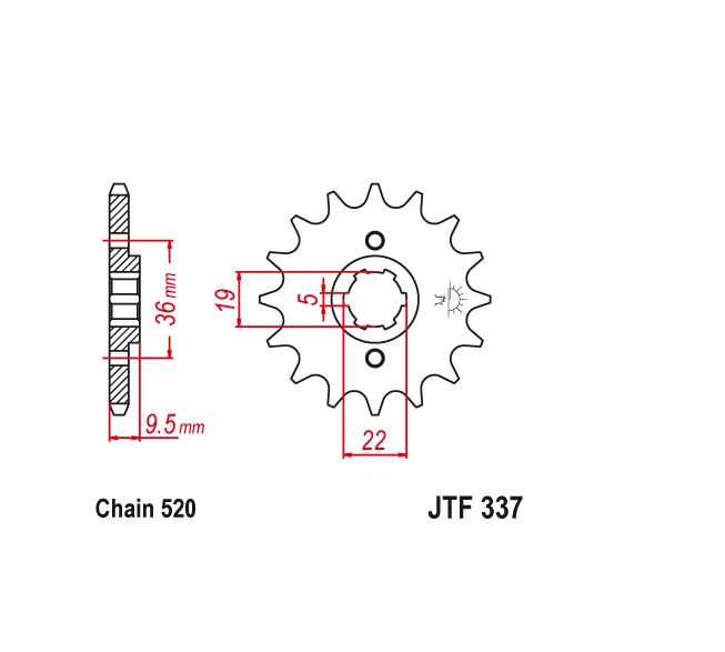 Piñón delantero PBI 14T Honda ATC250R TRX250R CR250R CR480R CR450R CR500R Foto 2 de 2