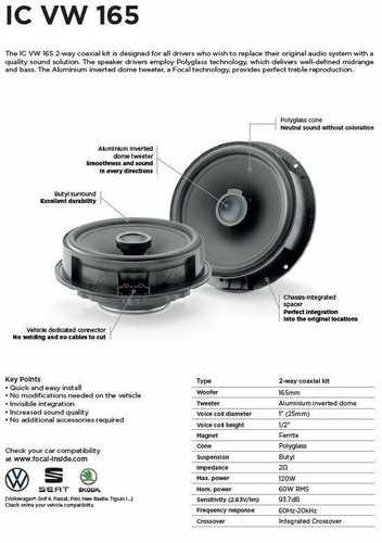 Focal IC VW 165 Lautsprecher 16,5 cm kompatibel mit VW Atlas cross sport ab 2020 - Afbeelding 2 van 11