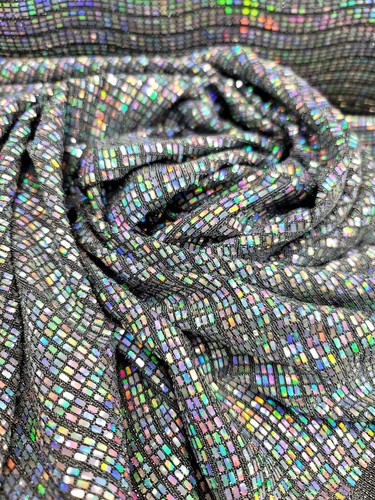 Silver Holographic Sequins Fabric By Yard Sparkly Stretchy Wedding Stage Dress - Picture 3 of 14