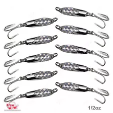 10pcs Fish WOW! 1/2oz Chrome Silver Laser Fishing Kast Spoon Champ Cast 0.5oz