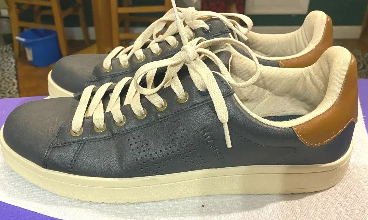 MEN S TOMMY HILFIGER LUTWIN BLUE BROWN SYNTHETIC SNEAKER SZ 11