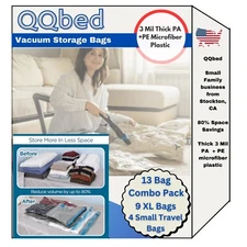 13 PACK: 9 Extra Large Space Saver Storage Vacuum Organizer Bag + 4 Travel Bags