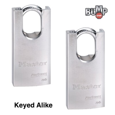 Master Lock Pro Series-(2) High Security Padlocks Keyed Alike 7045NKA-2 BumpStop