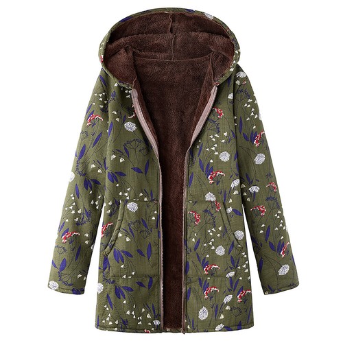 Cappotto donna invernale con cappuccio fiori di prugna donna caldo outwear giacca lunga taglie forti - Foto 21 di 83