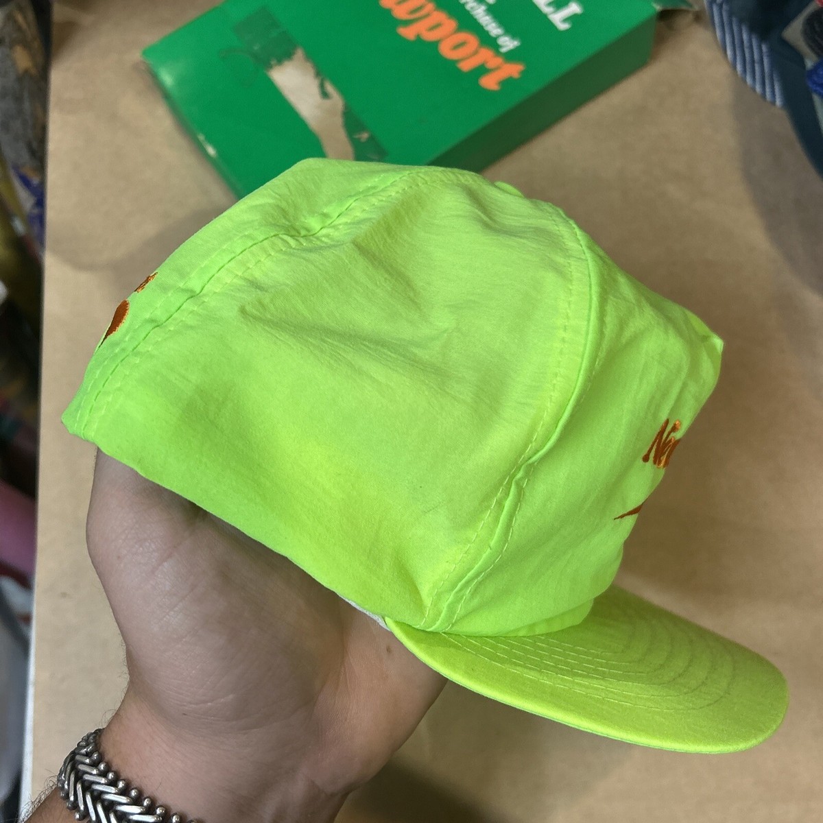 VINTAGE 80'S NEON GREEN NEWPORT HAT PROMO NEW IN BOX SNAPBACK
