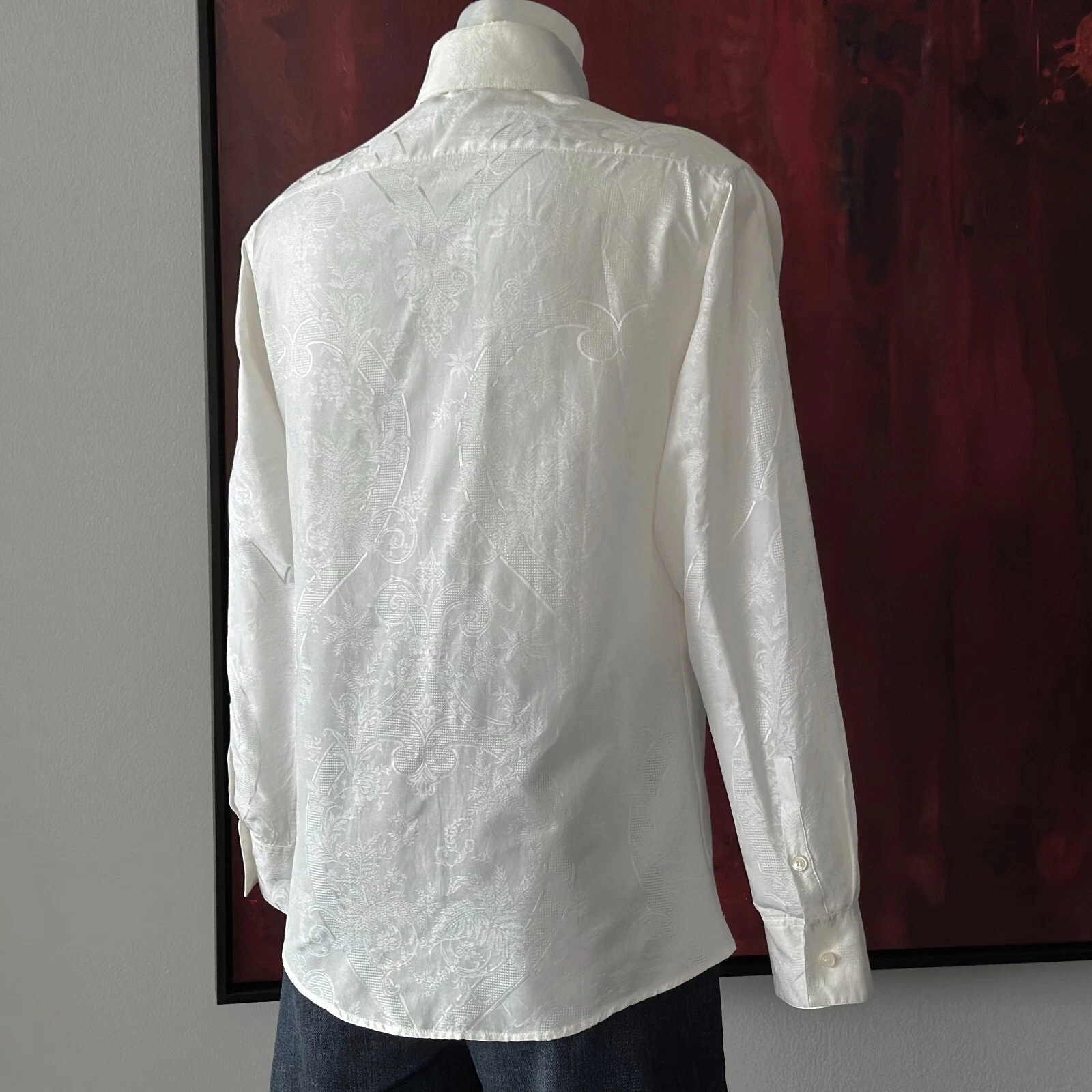 Camicia GIANNI VERSACE bianca stampa floreale e cuore cotone da S S 1998