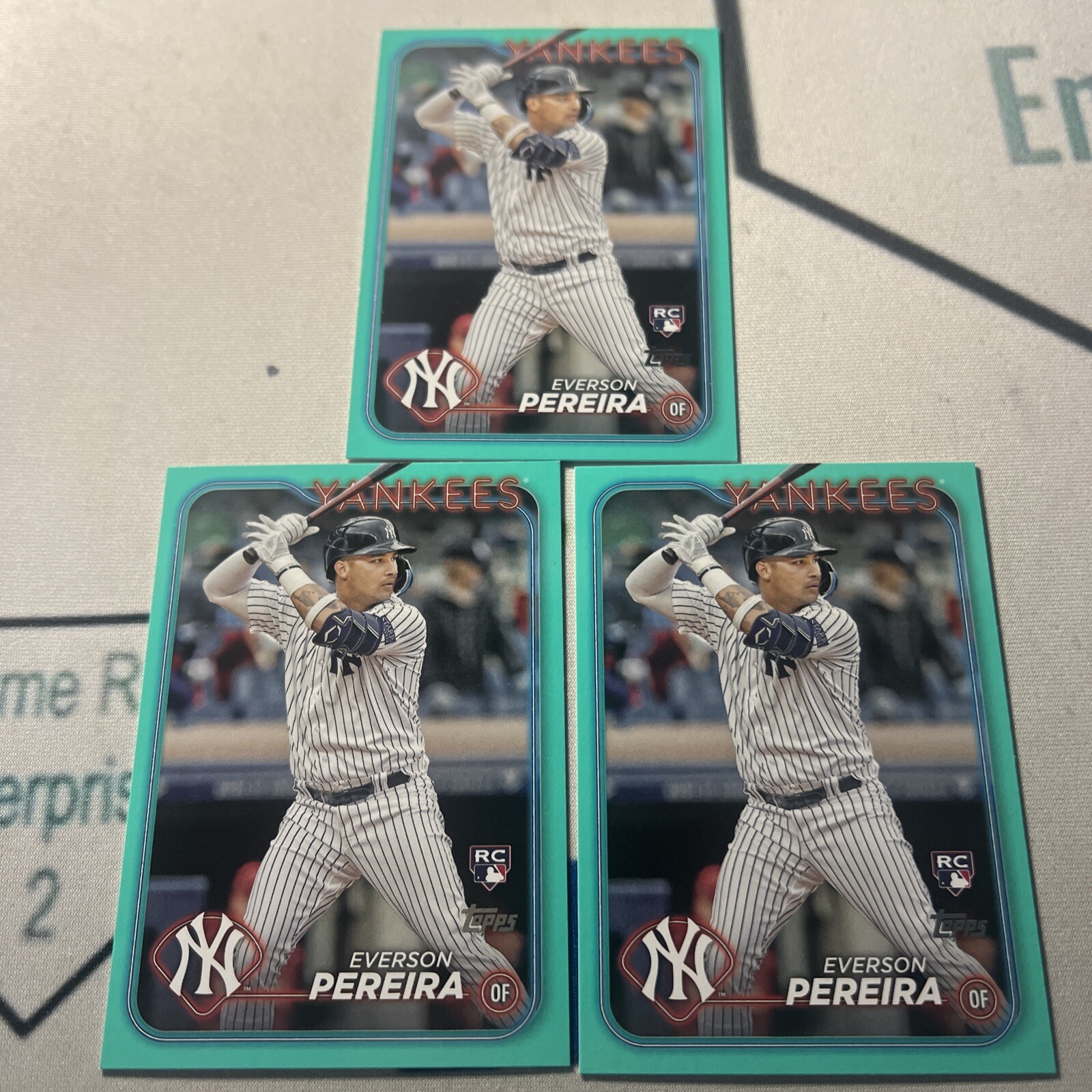 EVERSON PEREIRA #461 2024 TOPPS RC FANATICS BLASTER AQUA BLUE ROOKIE PARALLEL X3