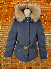 New Women Fairfax & Favor Charlotte Small Navy Down Padded Hood Belt Coat Jacket