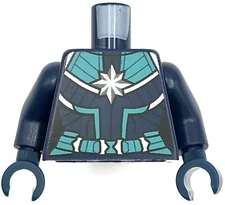 Lego New Dark Blue Minifigure Torso Female Outline Suit with Silver Star Piece