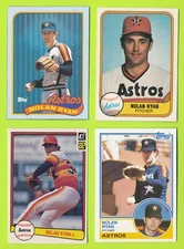 RYAN LOT 4) NOLAN HOF 1981 FLEER 1982 DONRUSS TOPPS HAND CUT BOX BOTTOM *TPHLC