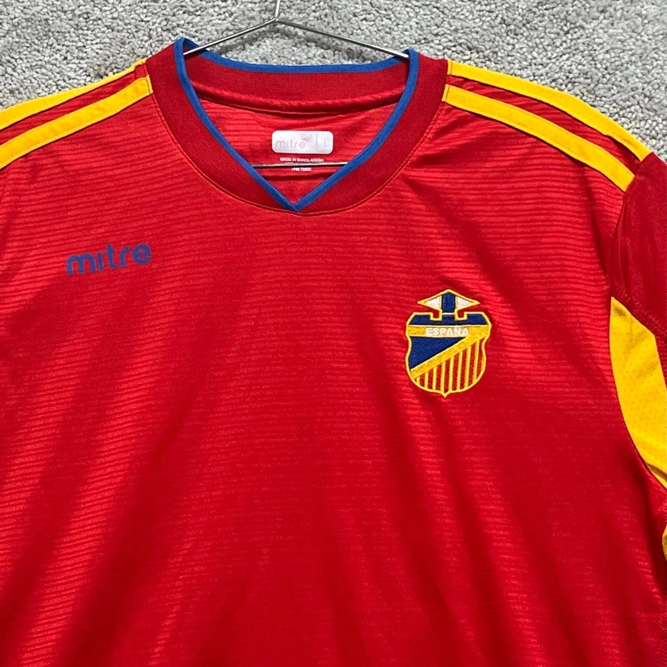 Mitre Shirt Men's Large Red Spain Espana Soccer Jersey Cool Fit Short Sleeves - Image 2 of 4