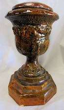 OLD ANTIQUE AUSTRALIAN POTTERY PLANTER URN JARDINEER COLONIAL POT PLANT STAND 