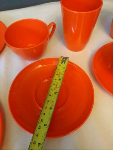 Danish Rosti Mepal Orange Cups Plate Beaker Scandi Retro Vtg Picnic Ropal 70s - Picture 6 of 12