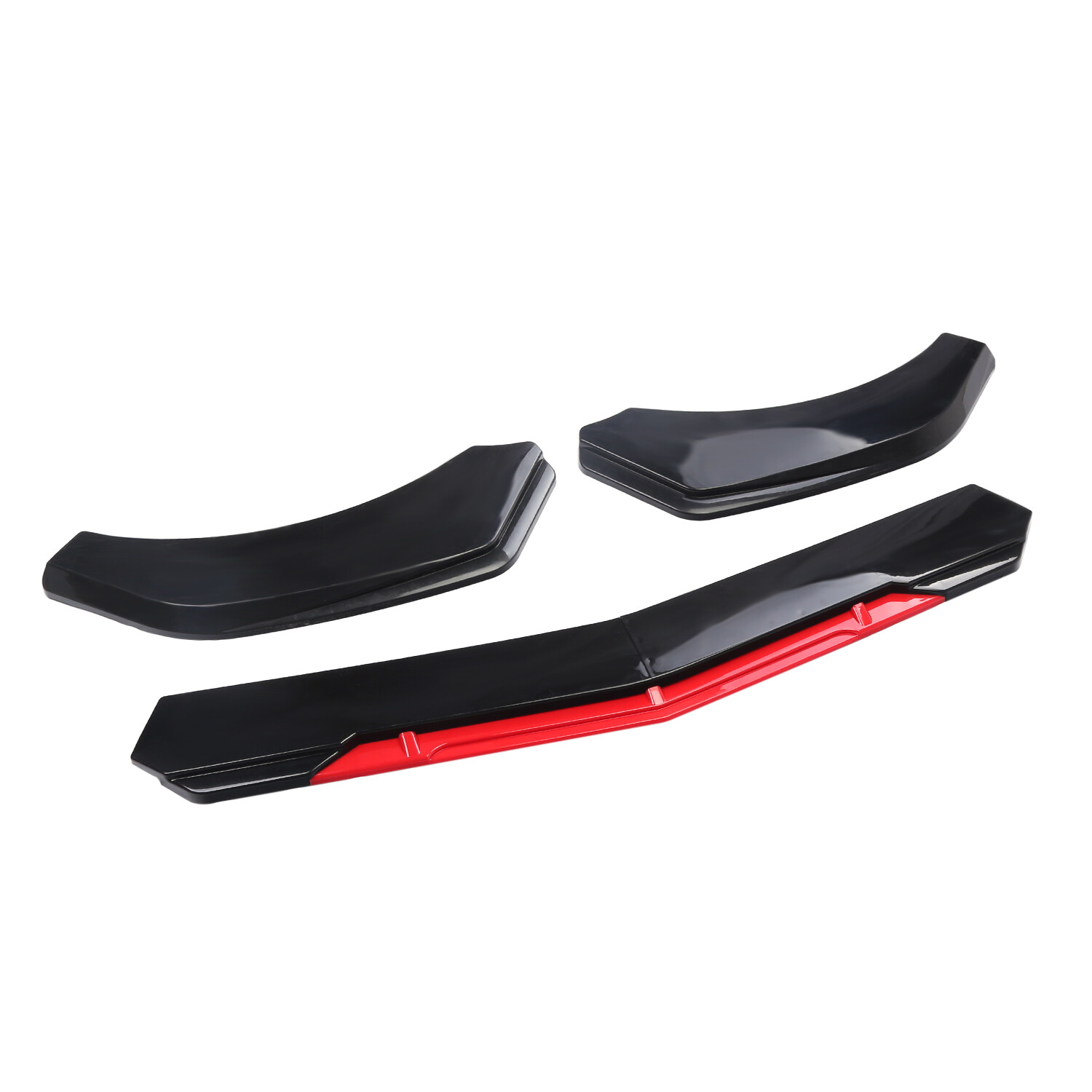 Front Bumper Lip Spoiler Splitter Body+Strut Rods Glossy Black For Honda Civic