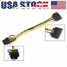 SATA 15 pin Male to 8 pin 6+2 PCI-Express PCIe Video Graphic Card Power Adapter