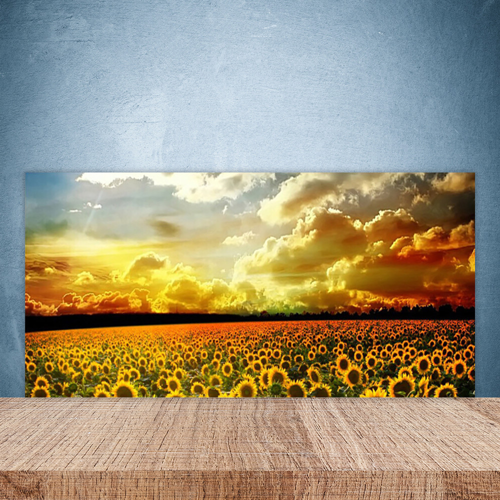 Fond de hotte en verre tournesol 100x50 pour illuminer votre cuisine