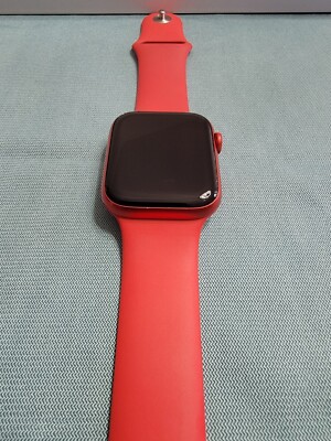 Apple Watch Series 44mm Red Aluminum Case Red Sport Band GPS ECG  Monitor M00M3LL/A 44 mm Fluoroelastomer iOS