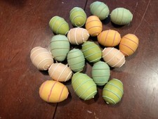 Lot of 18 Striped Styrofoam Eggs Easter Decor