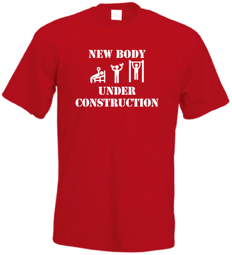 New Body Under Construction T-Shirt Novelty Gym, Keep fit, Weight Training Tee - Picture 11 of 15