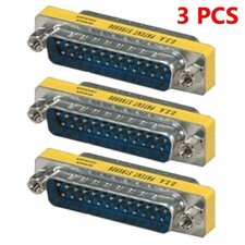 3x PCS 25 Pin D-SUB DB25 Male to Male Mini Gender Changer Coupler Gold Plated