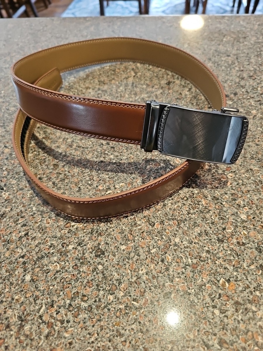 CHAOREN Brown Leather Ratchet Belt 34