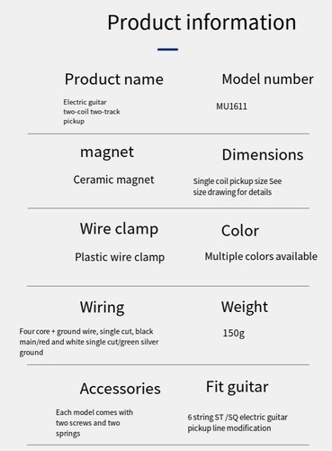 Music Store SQ ST Electric Guitar Double Coil Double Track Pickup Track H11 - Picture 16 of 29