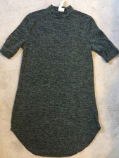 Feathers Brand Knit Dress SZ S-M Dark Green Black Heathered 3/4 Sleeves Soft NWT