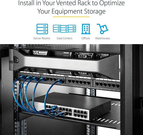Startech.Com 2U Server Rack Shelf - Universal Vented Rack Mount Cantilever Tray - Picture 5 of 12