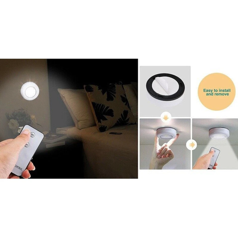 2 FARETTI COB CONTROLLO REMOTO PUNTO LUCE A LED LAMPADA ARMADIO CON TELECOMANDO  - Immagine 3 di 3
