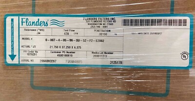 Flanders Scan Tested Alpha Cell HEPA Filters, Clean Room 21.75'' x 37.25'' x 6.375