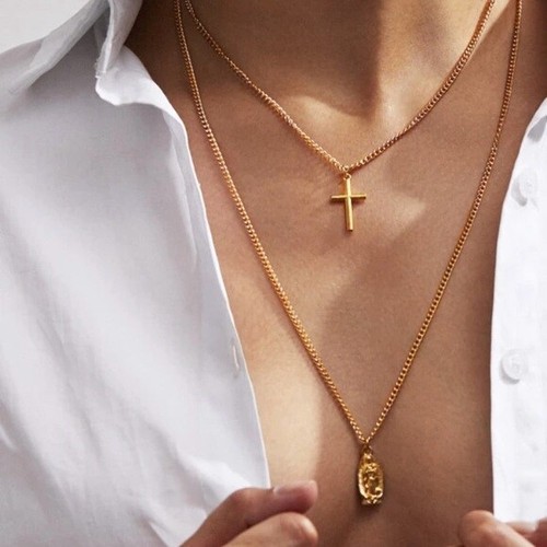 'Ibiza' Gold Cross Saint Coin Pendant 